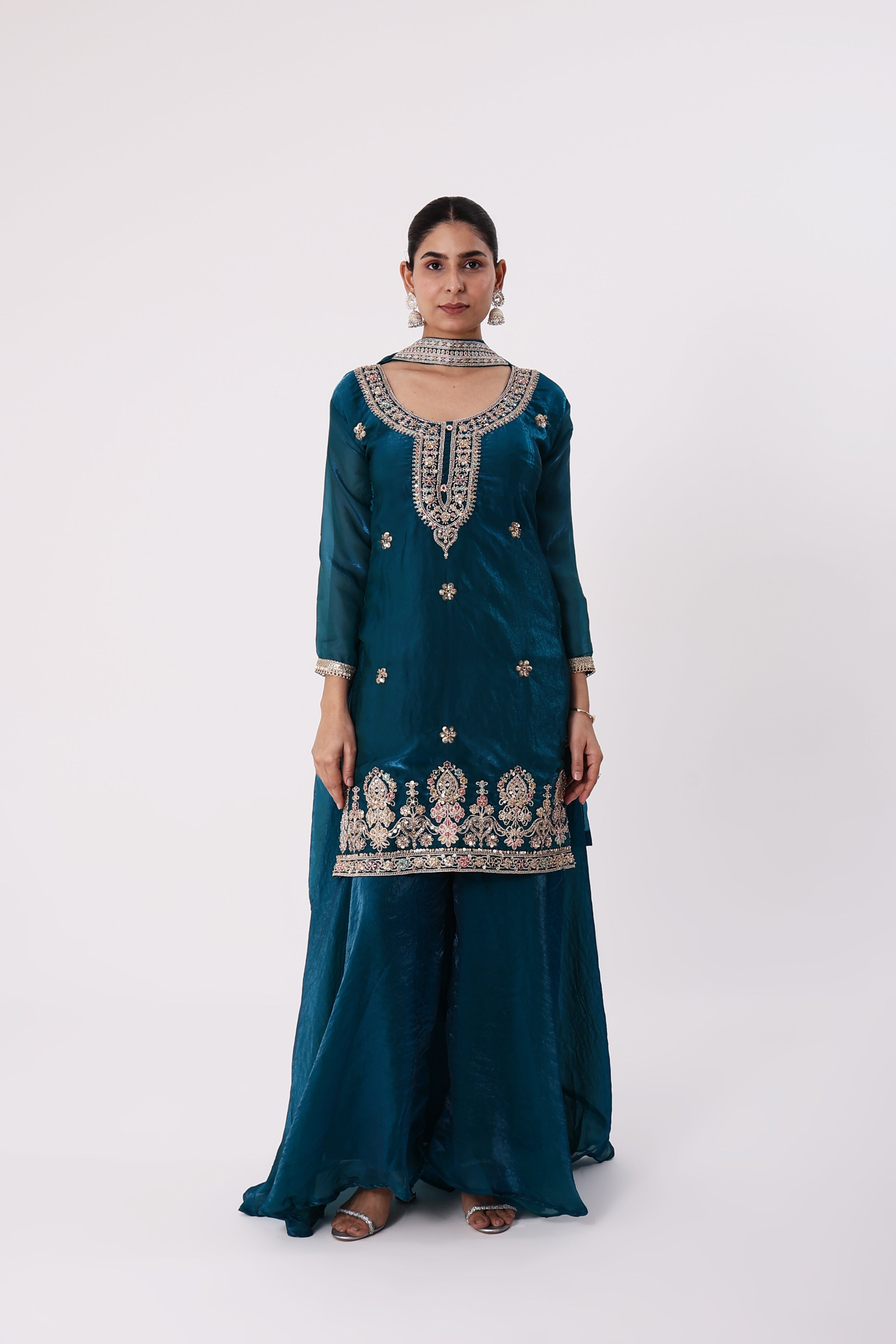 T Blue Plazo Suit
