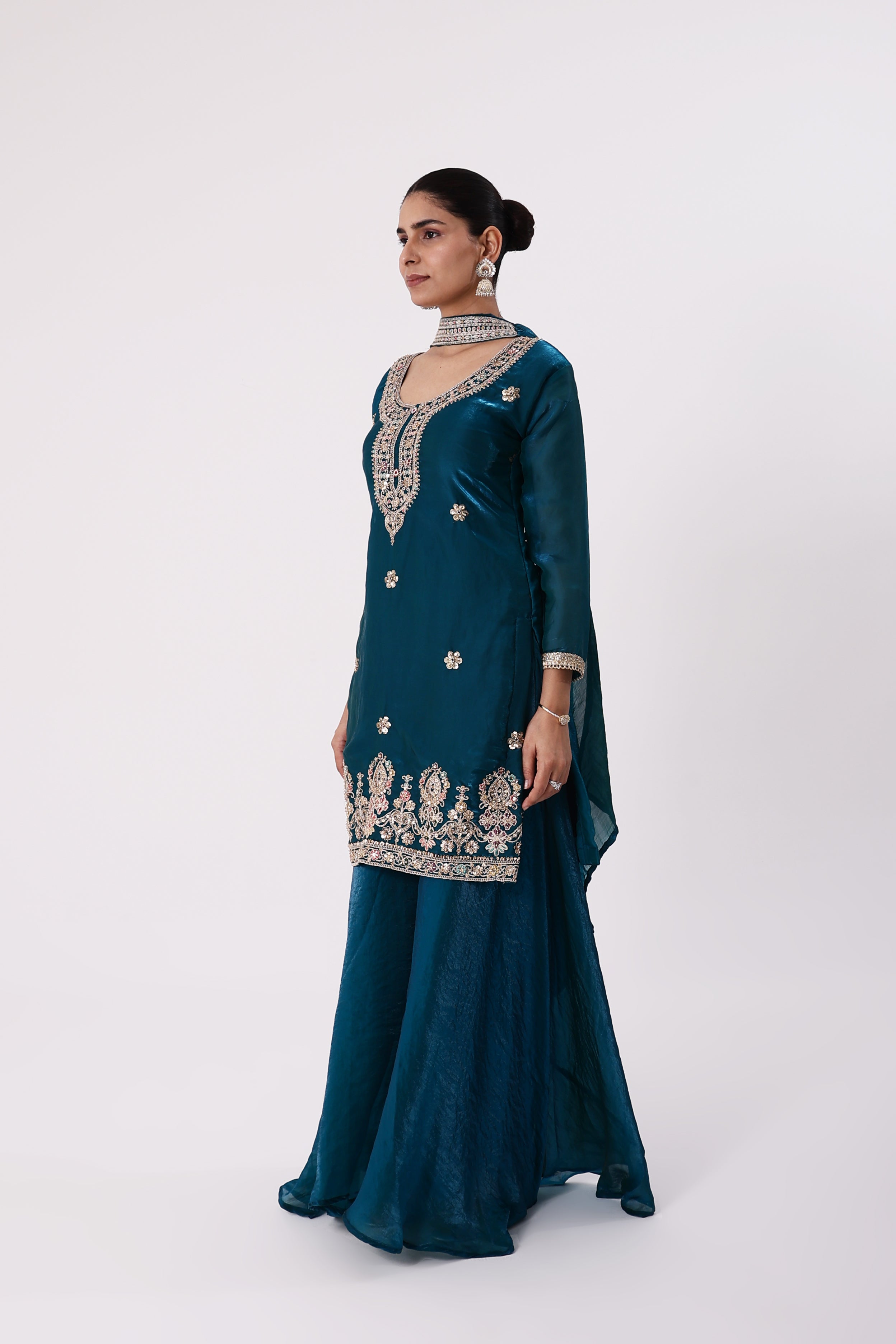 T Blue Plazo Suit