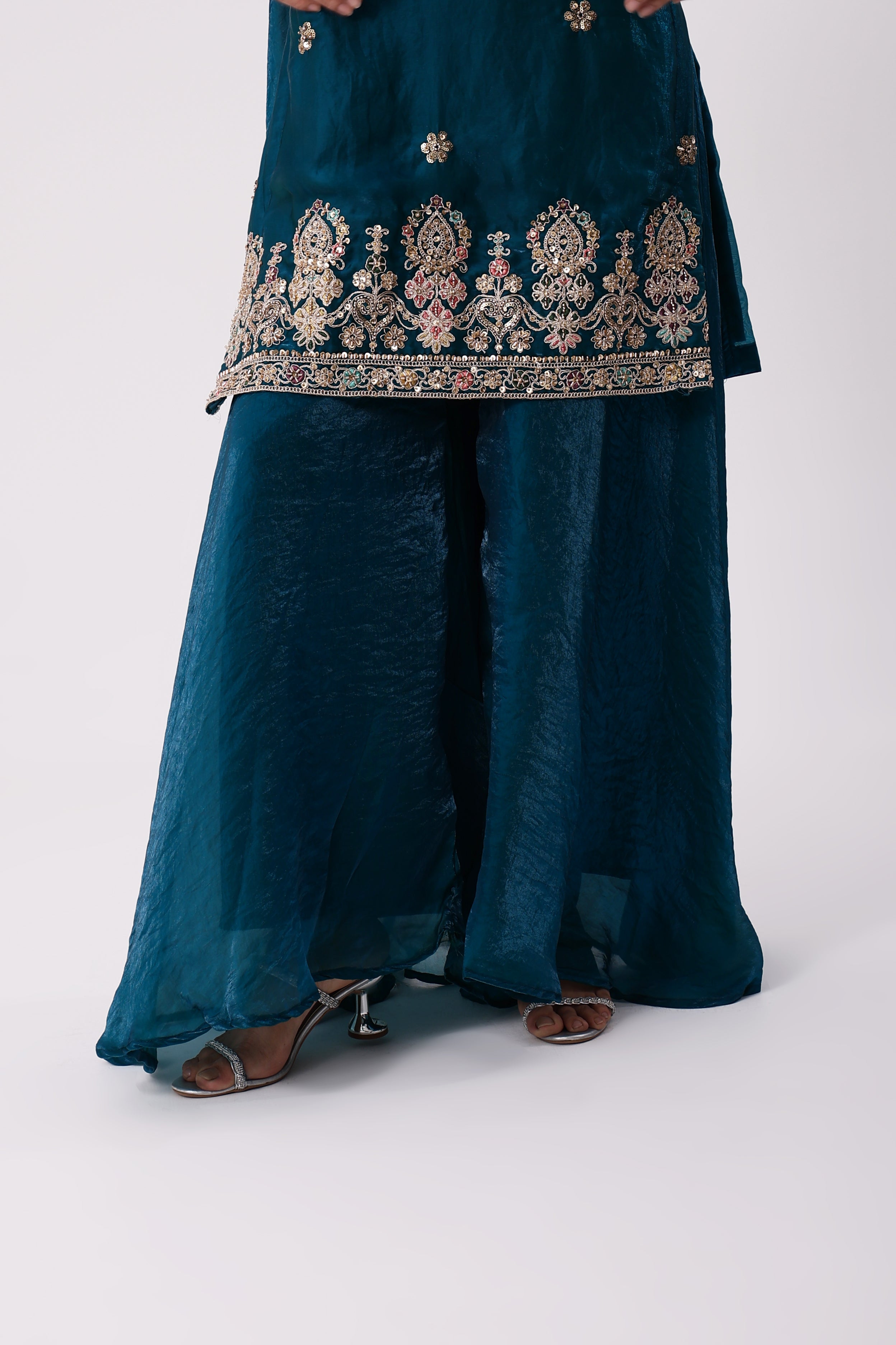 T Blue Plazo Suit