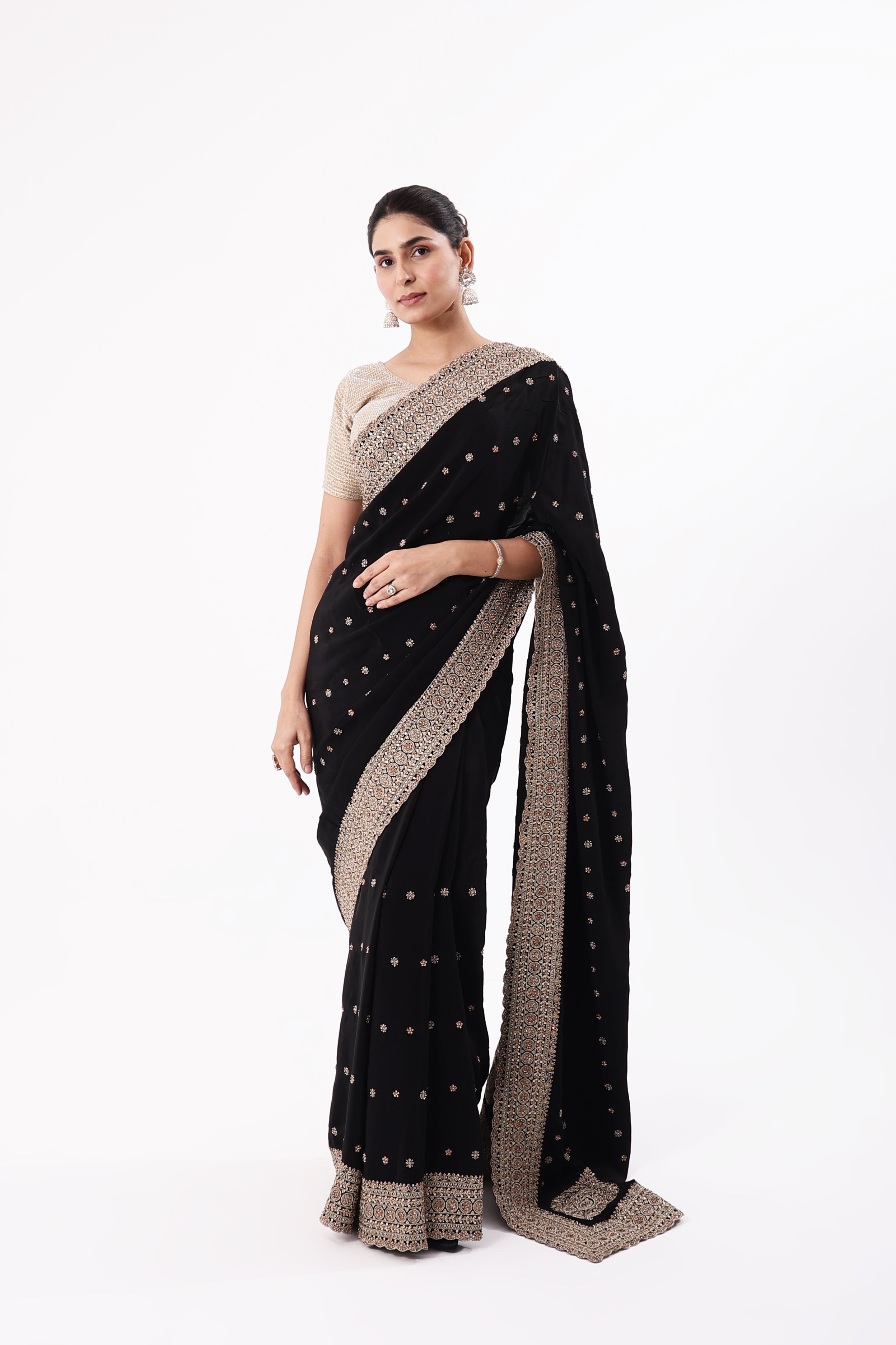 Designer Black Saree