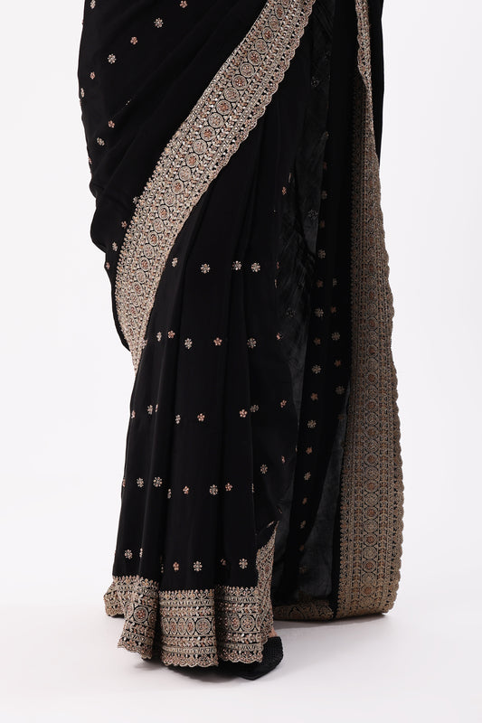 Designer Black Saree