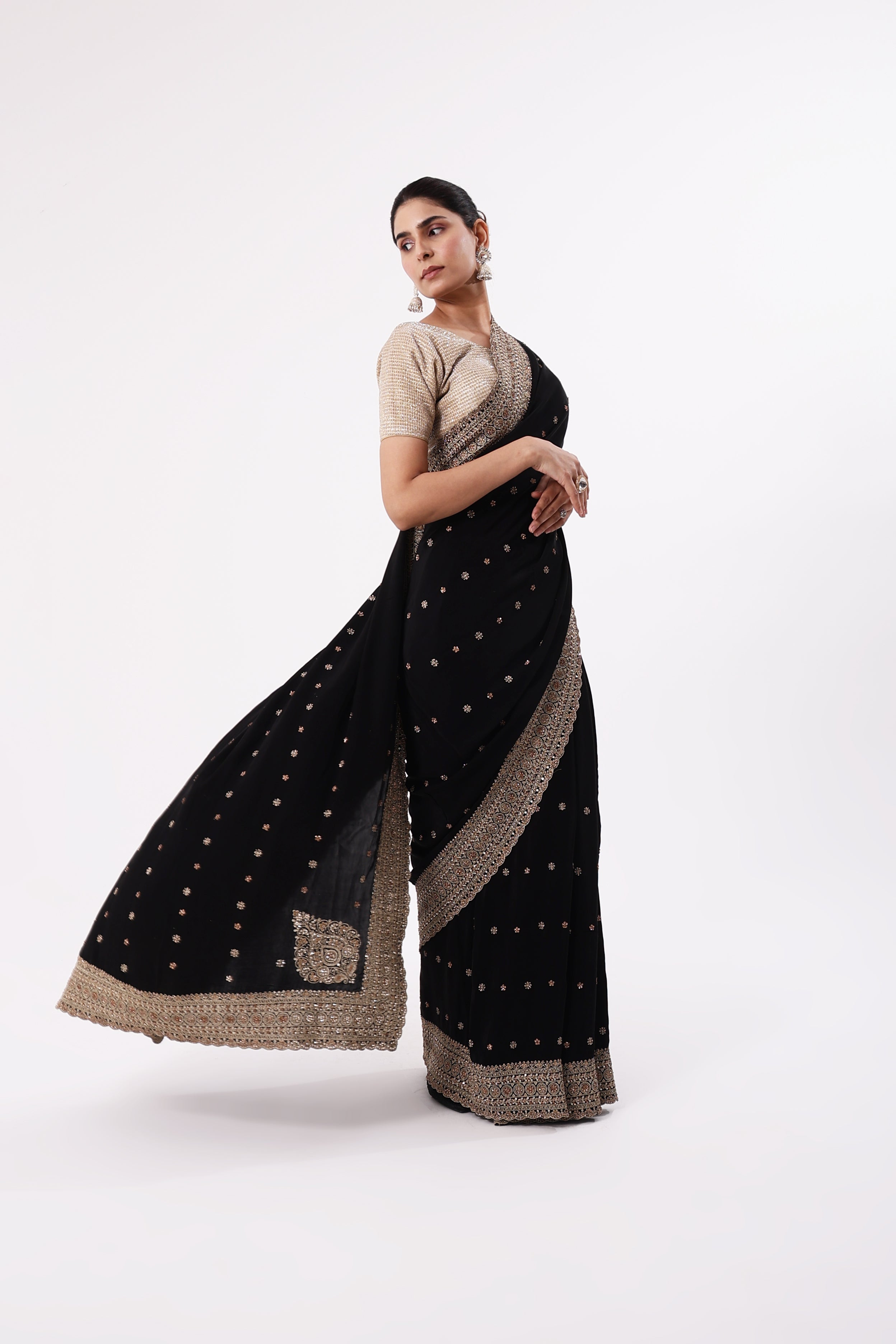 Designer Black Saree