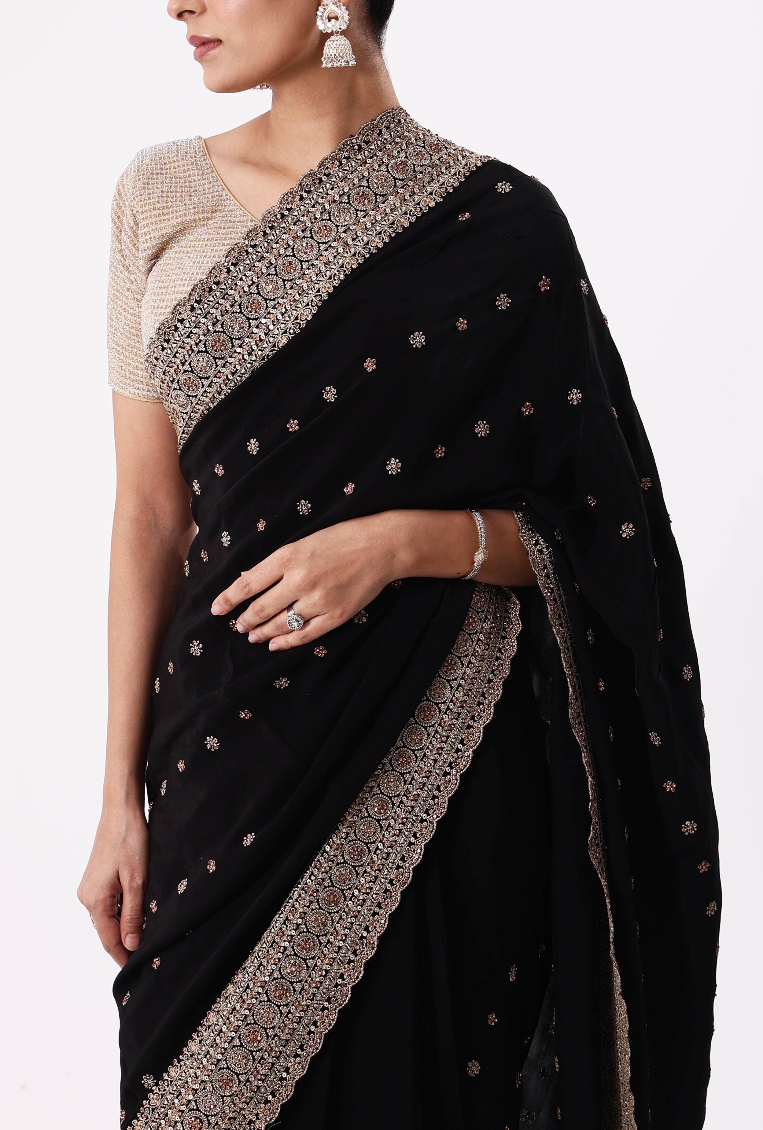 Designer Black Saree