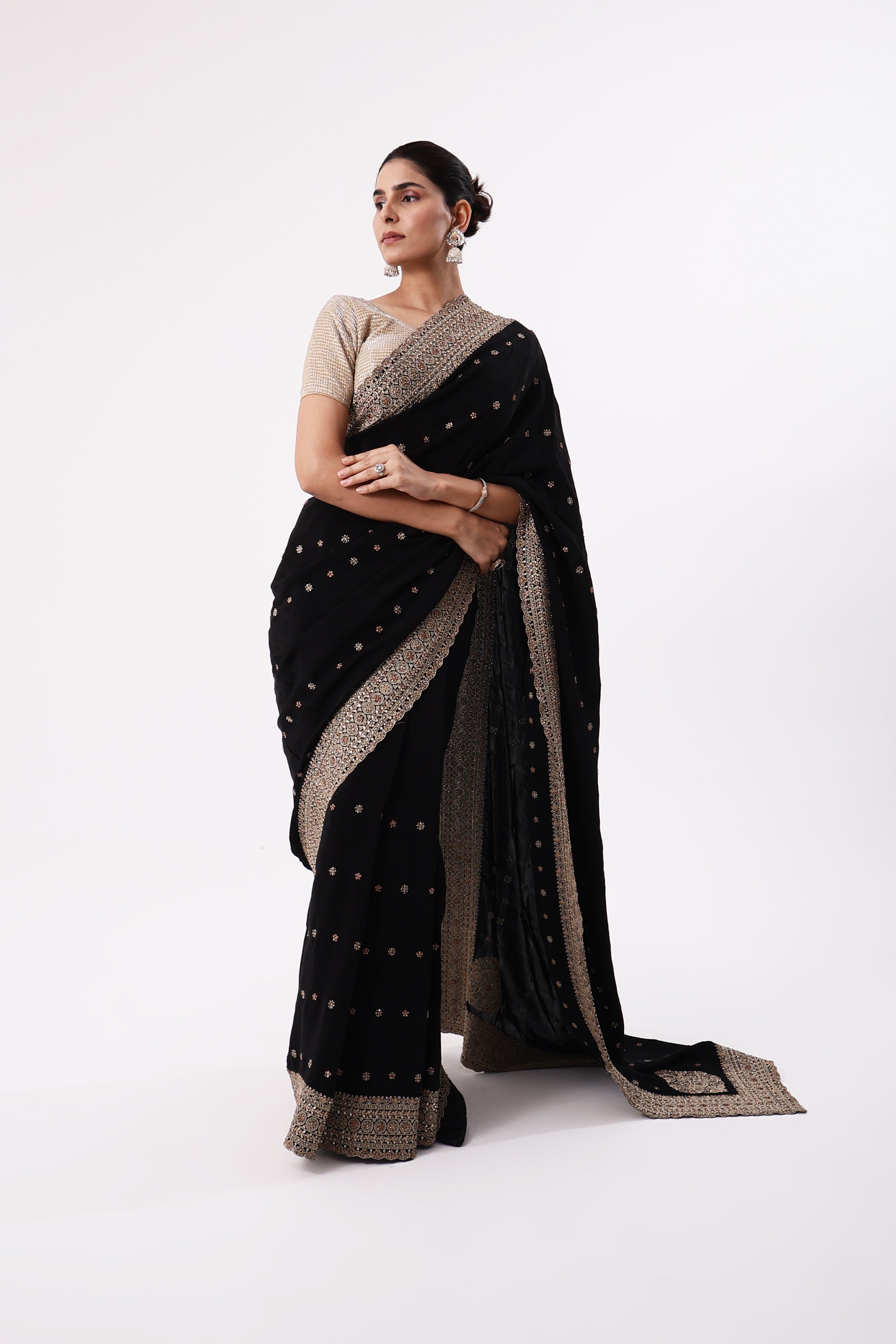 Designer Black Saree