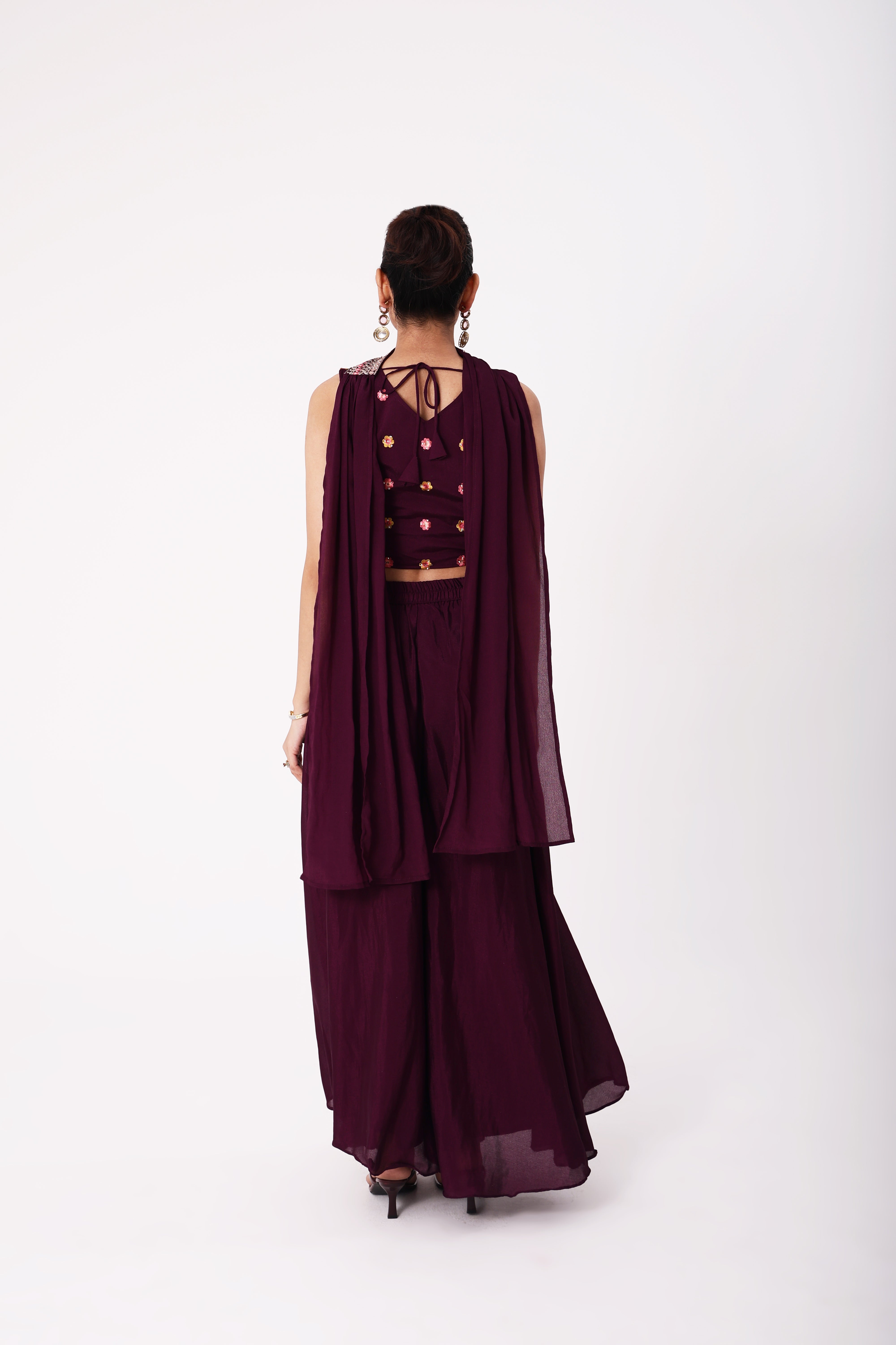 Maroon Croptop Sharara