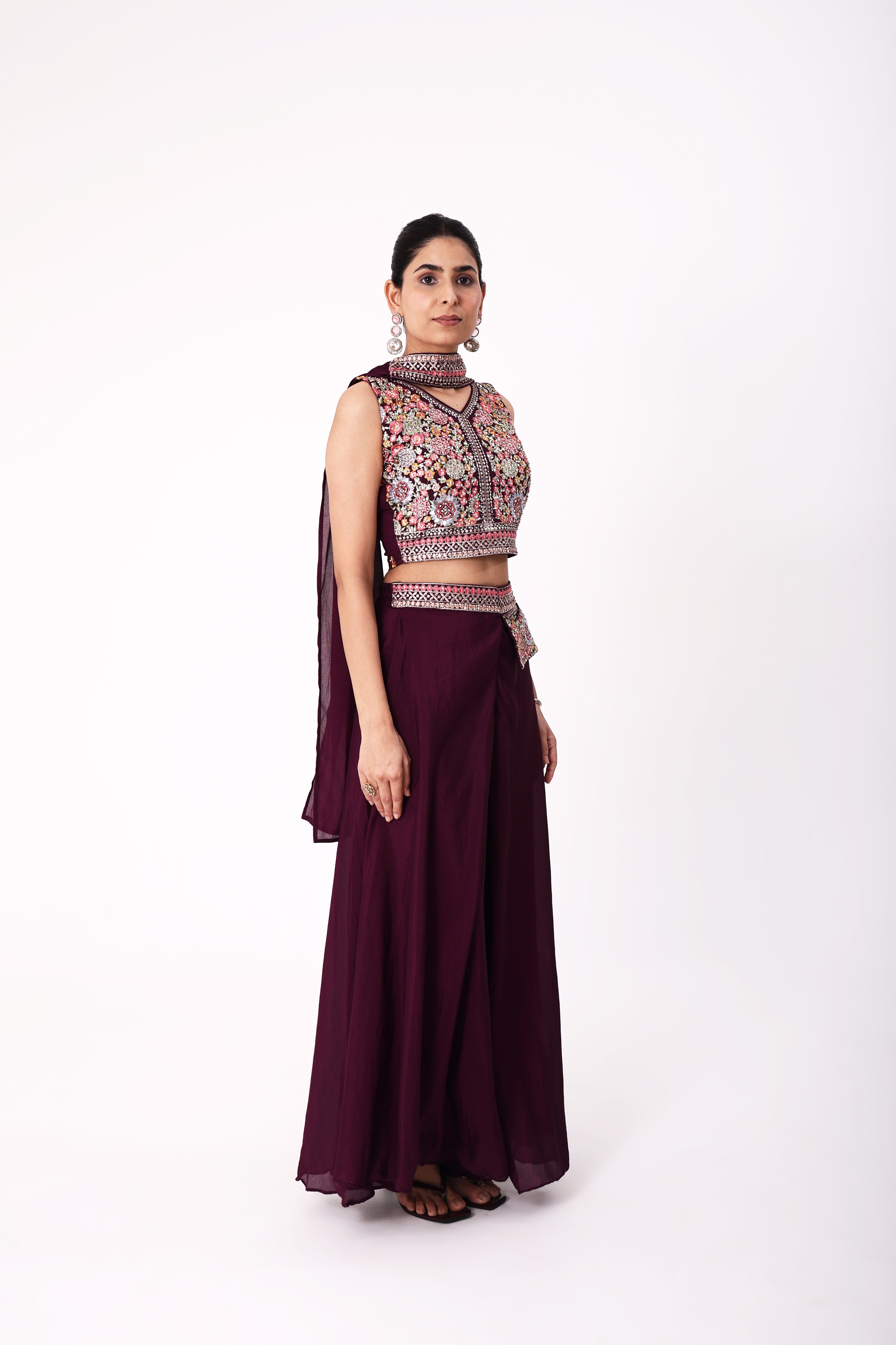 Maroon Croptop Sharara