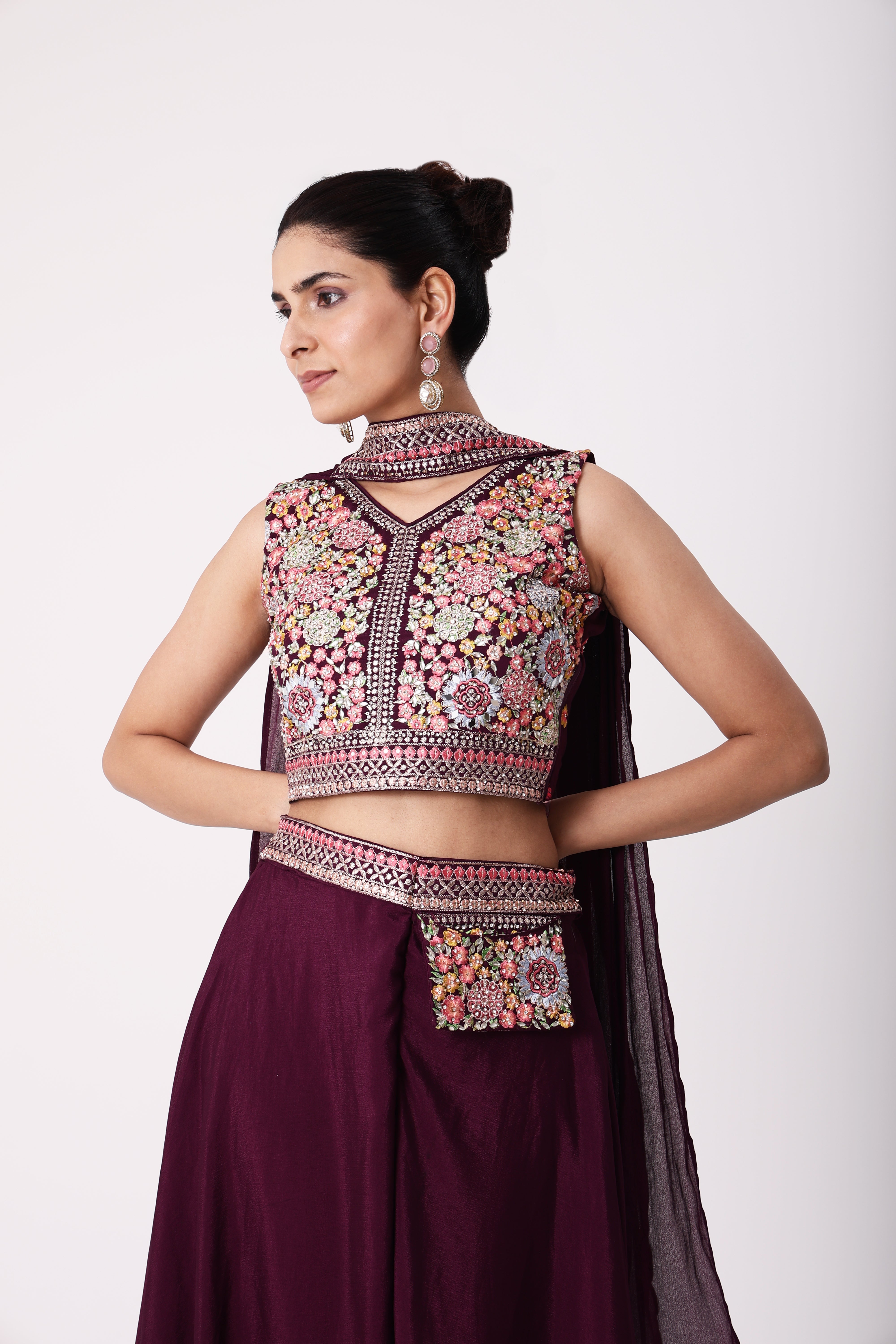 Maroon Croptop Sharara