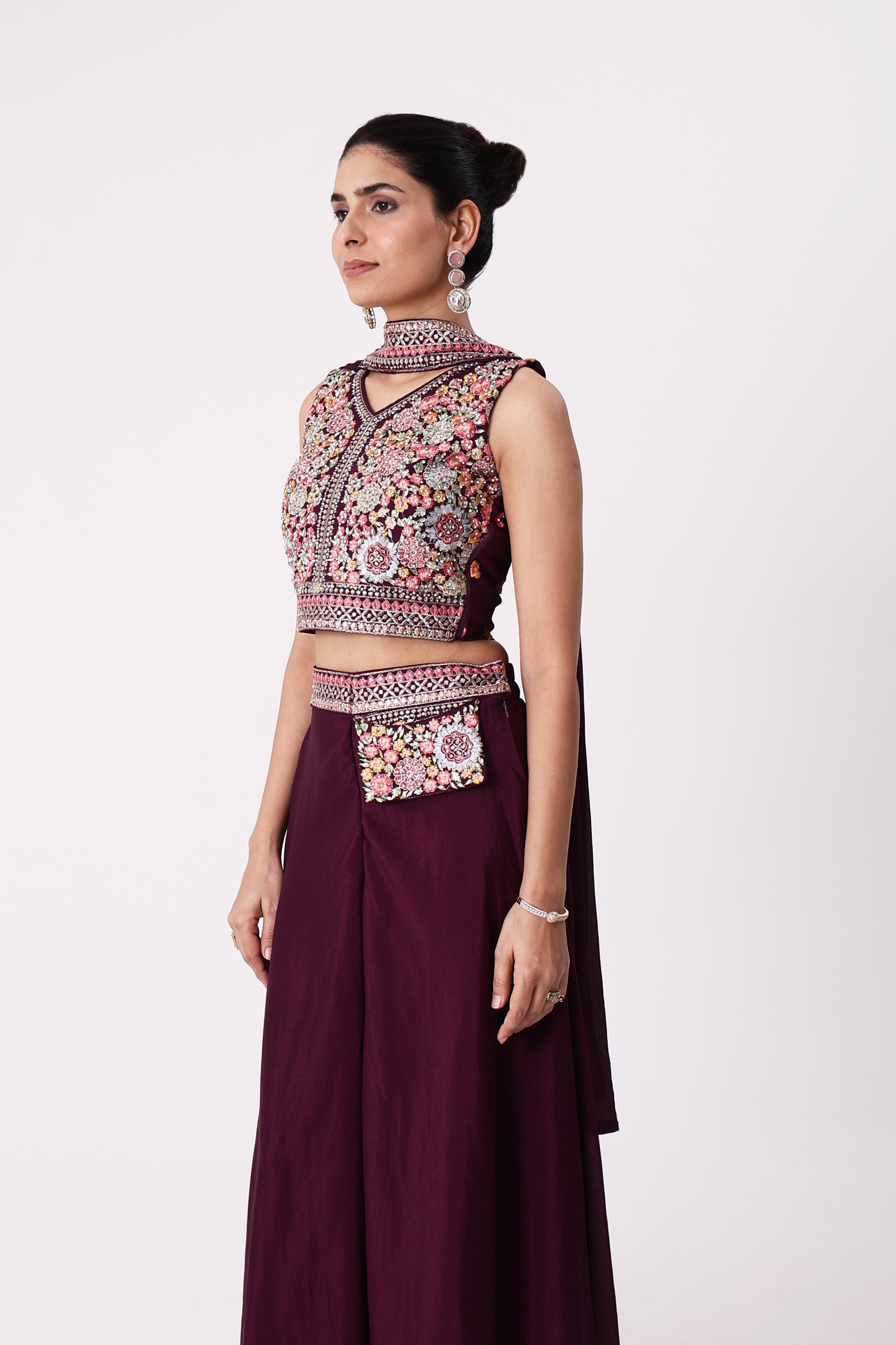 Maroon Croptop Sharara